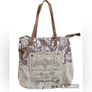 Myra Handbags Old Key Linen Tote Bag